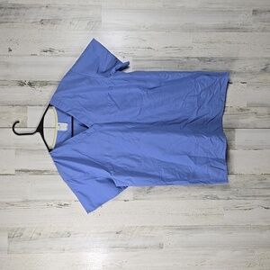standard textile basic blue short sleeve scrub top women's size small